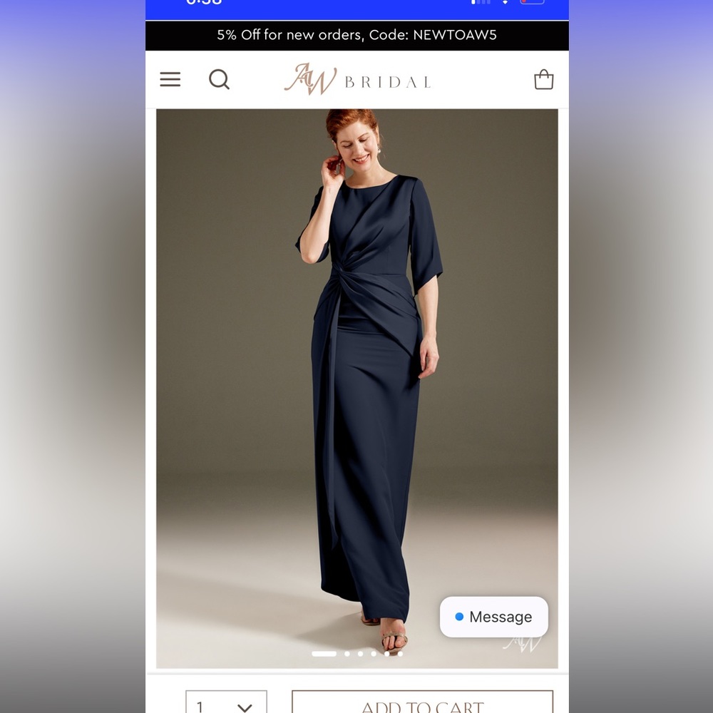 Elegant Navy Blue Evening Gown